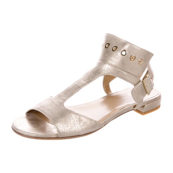 Stuart Weitzman Cuffy gold grommet sandals, US 7 - Picture 3 of 8